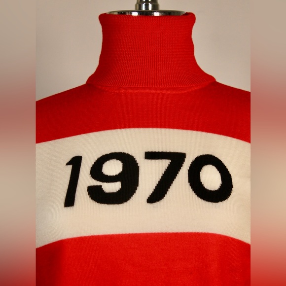 BELLA FRUED 1970 Wool Turtleneck Sweater Orange Red - Picture 2 of 7